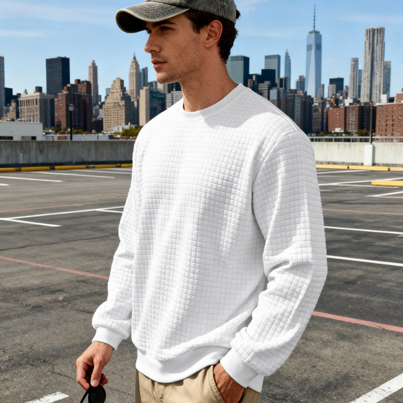 Herren Strukturierter Waffelstrick-Pullover aus Baumwollmix mit Rundhalsausschnitt Shop Nory