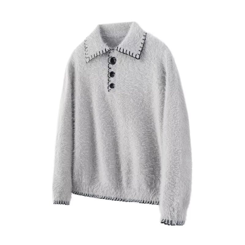 Damen Kuscheliger Grobstrickpullover mit Polokragen Shop Nory