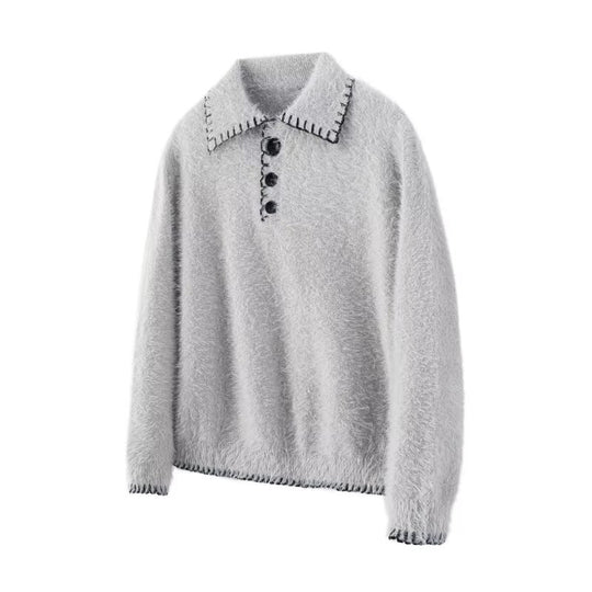 Damen Kuscheliger Grobstrickpullover mit Polokragen Shop Nory