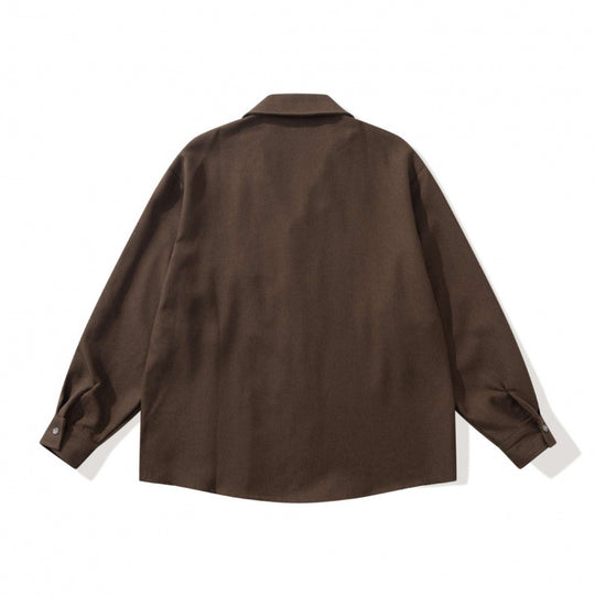 Unisex Oversize Leichtes Langarm-Hemd mit Reverskragen, Brusttasche und kastiger Silhouette Shop Nory