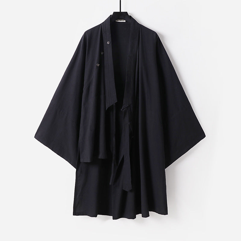 Unisex Oversize-Kimono-Mantel aus Baumwollmix mit weitem Schnitt und Bindegürtel Shop Nory