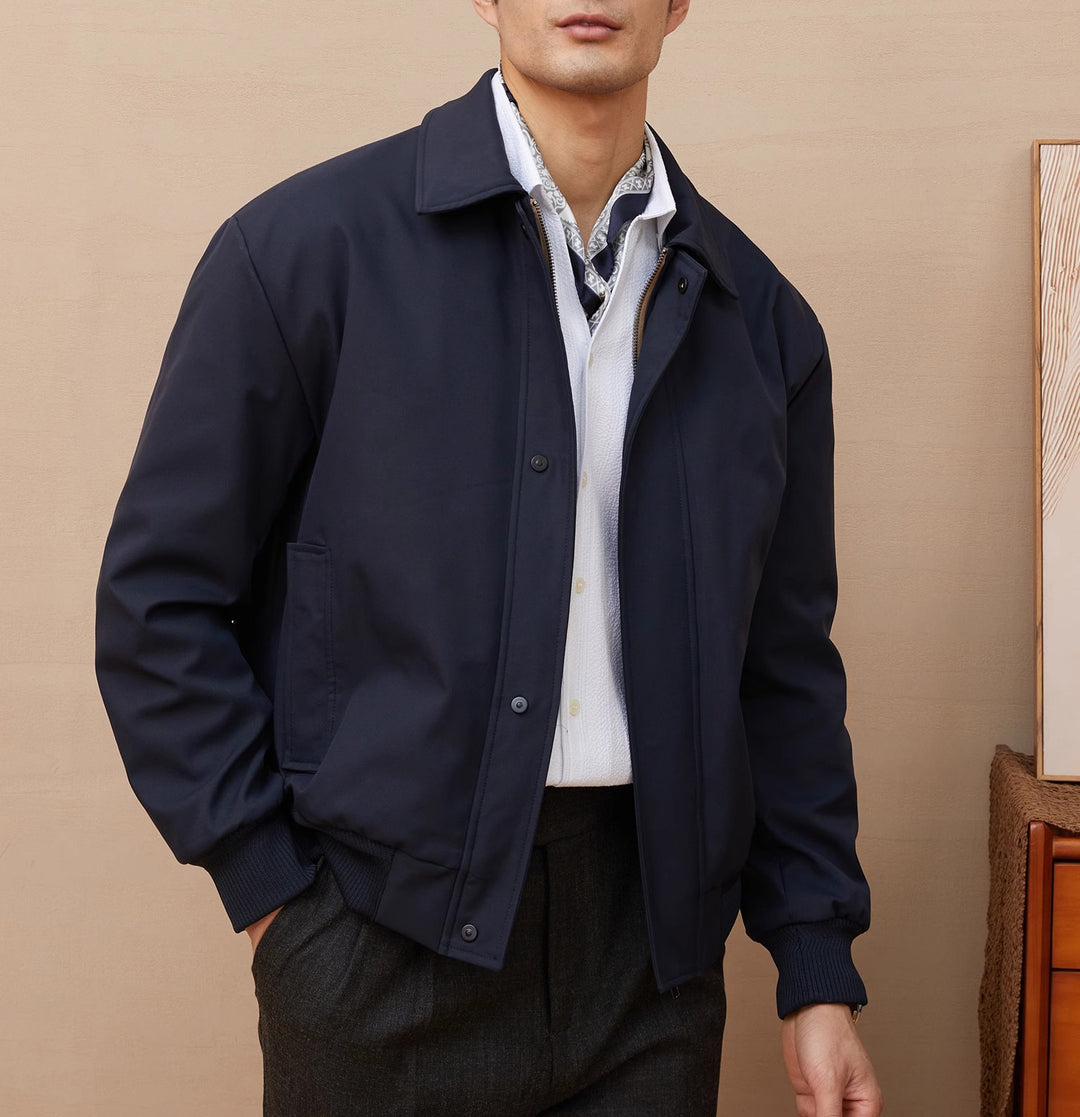 Herren klassische Harrington-Jacke mit Reißverschluss und Rippbündchen Shop Nory