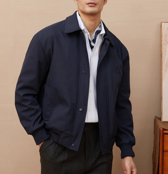 Herren klassische Harrington-Jacke mit Reißverschluss und Rippbündchen Shop Nory