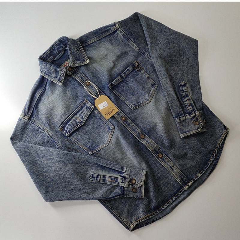 Unisex Overshirt aus gewaschenem Denim mit Relaxed‑Schnitt und Pattentaschen Shop Nory