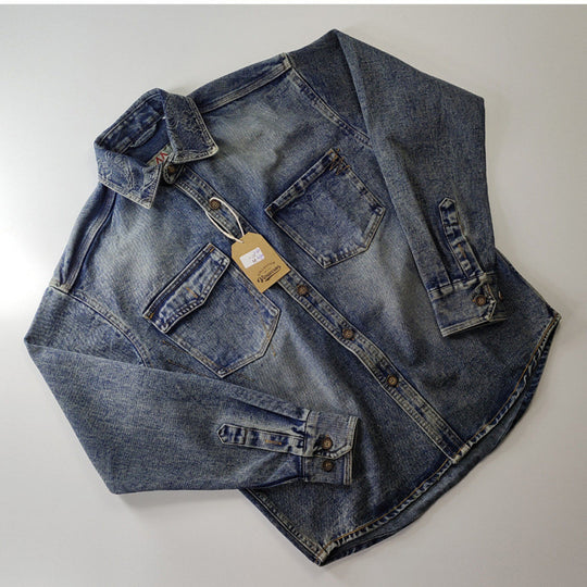 Unisex Overshirt aus gewaschenem Denim mit Relaxed‑Schnitt und Pattentaschen Shop Nory