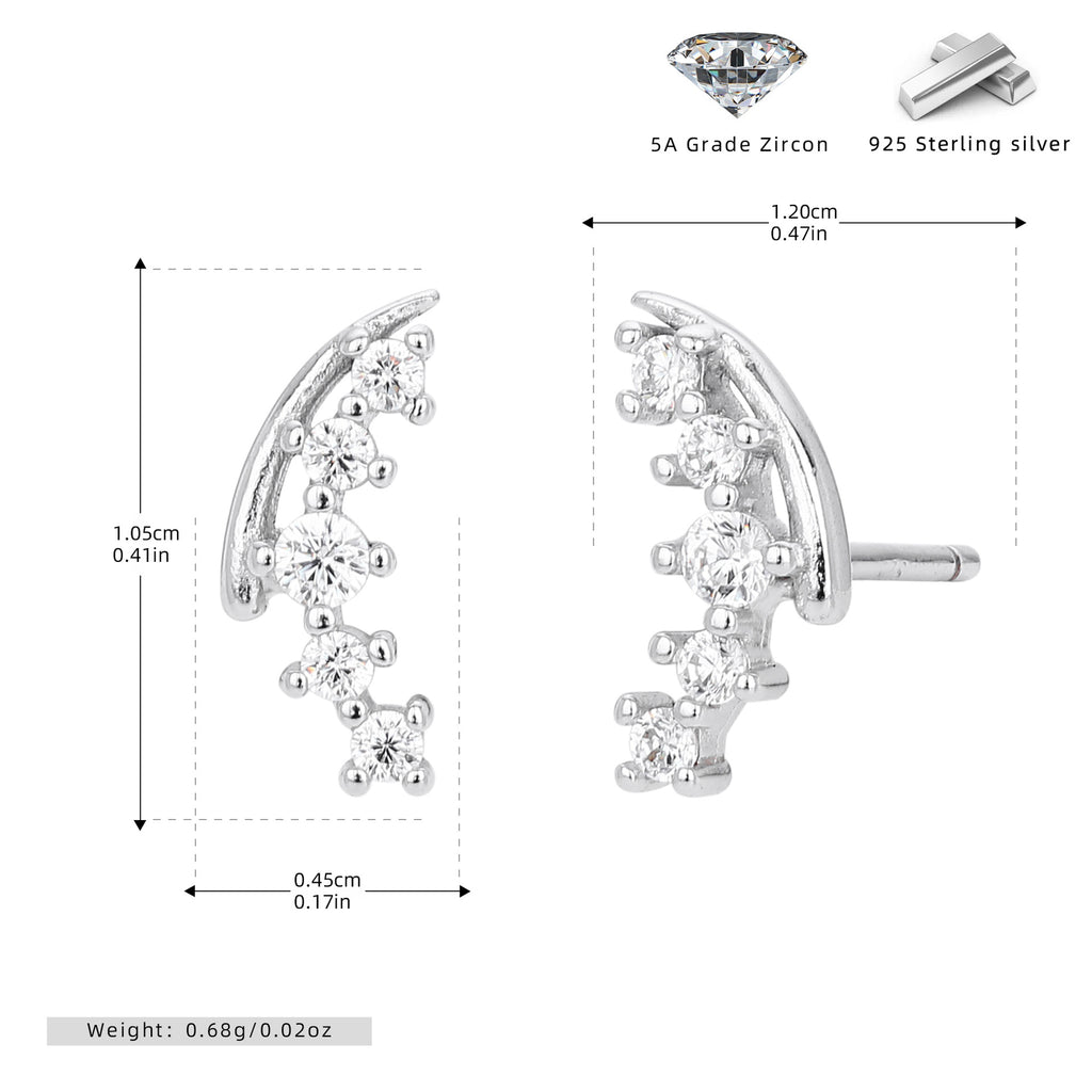 Damen Ohrstecker mit modernem geschwungenem Design und funkelnden Zirkonsteinen Shop Nory