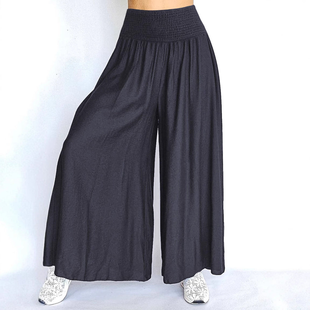 Damen Weite Palazzo-Hose mit elastischem Bund und fließendem Stoff