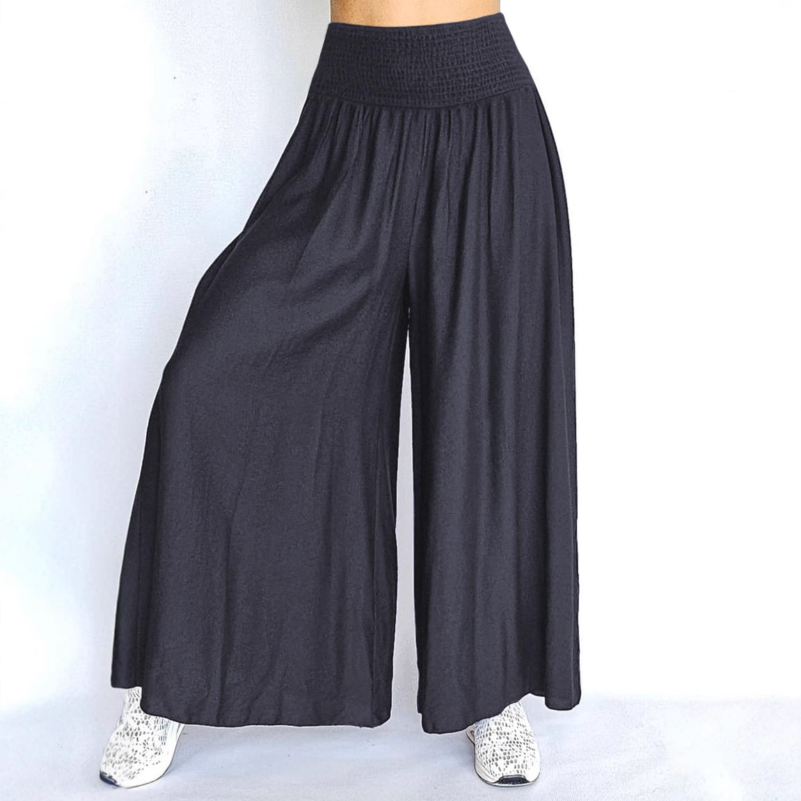 Damen Weite Palazzo-Hose mit elastischem Bund und fließendem Stoff
