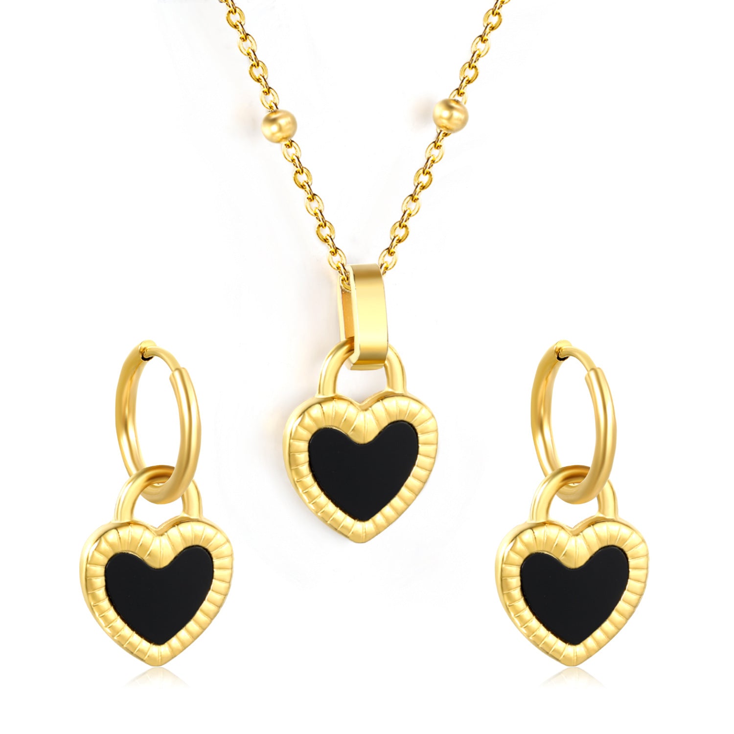 Damen Schmuckset mit Herzanhängern und funkelnden Ohrsteckern Shop Nory