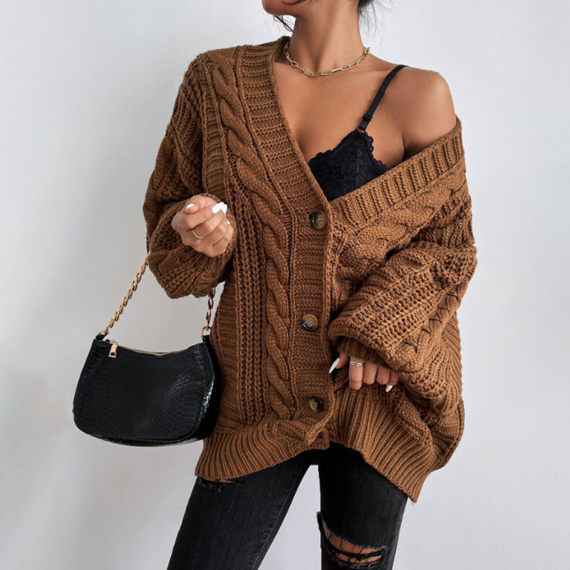 Damen Strickjacke mit oversized Passform und Zopfmuster