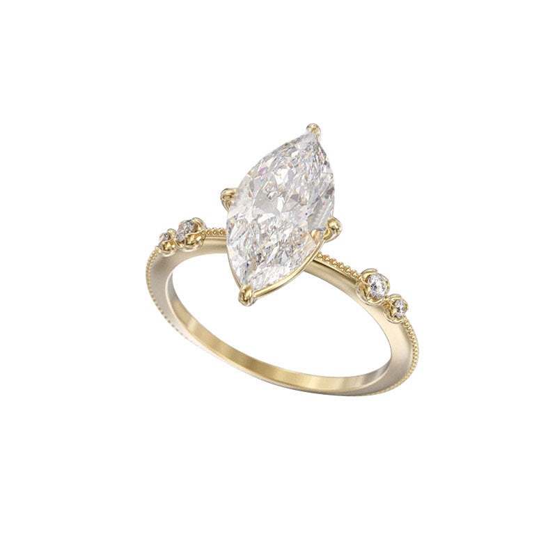 Damen Eleganter Ring mit marquise-förmigem Stein und funkelnden Akzenten Shop Nory
