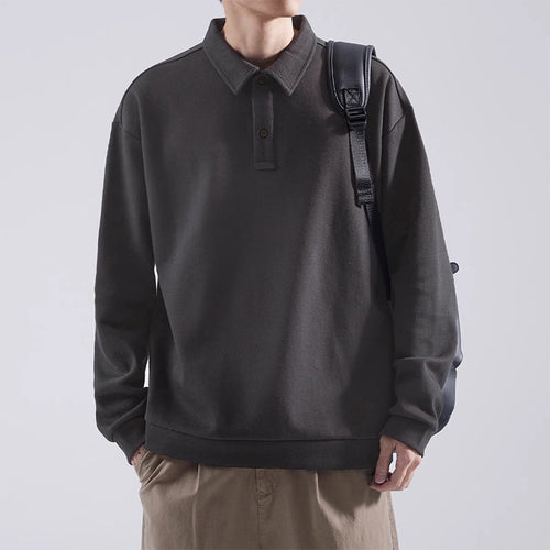 Unisex Oversize-Polo-Sweatshirt mit gerippten Bündchen und Knopfleiste Shop Nory