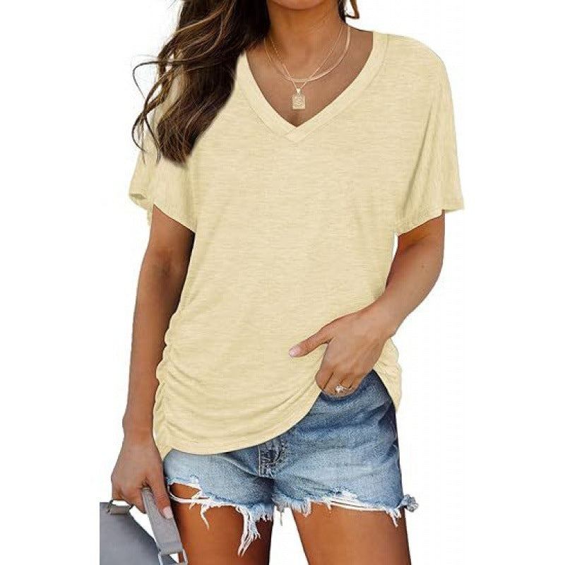 Damen V-Ausschnitt T-Shirt Aus Weichem Single Jersey