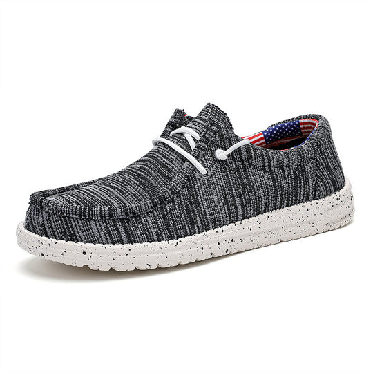 Herren Legerer Canvas-Mokassin-Slipper mit geflochtener Schnürung und gefleckter EVA-Sohle Shopy Nory