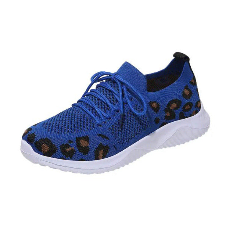 Damen Atmungsaktive Strick-Slipper mit gepolsterter Dämpfungssohle und Leoparden-Schaft Shop Nory