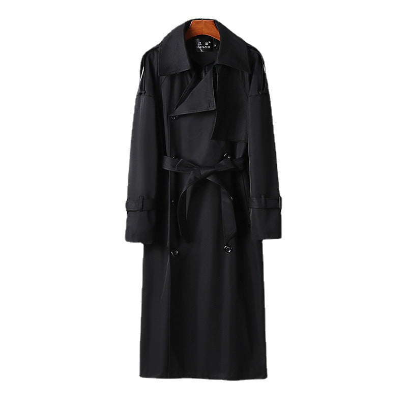 Herren Langer Doppelreihiger Trenchcoat mit Taillengürtel, Epauletten und klassischem Schalkragen Shop Nory