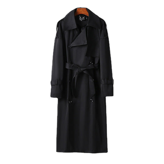 Herren Langer Doppelreihiger Trenchcoat mit Taillengürtel, Epauletten und klassischem Schalkragen Shop Nory