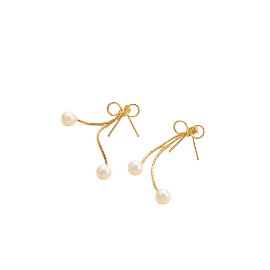 Damen Ohrringe mit elegantem Schleifen- und Perlen-Design Shop Nory
