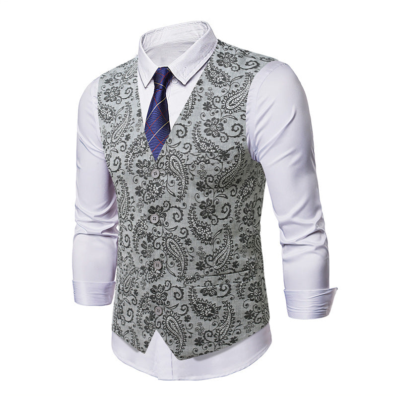 Herren Taillierte Anzugweste mit Paisley‑Jacquard und V‑Ausschnitt Shop Nory
