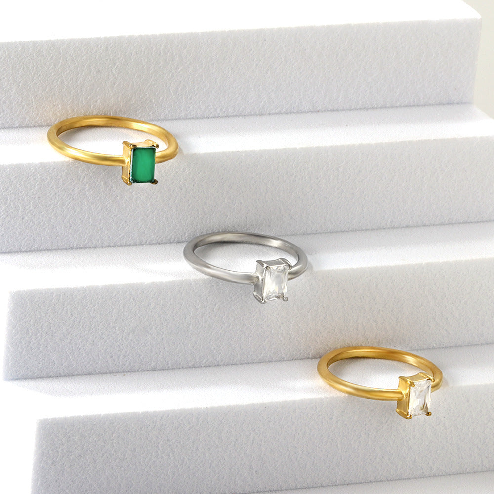 Damen elegante Edelstahl Ring mit funkelndem Zirkonia Shop Nory