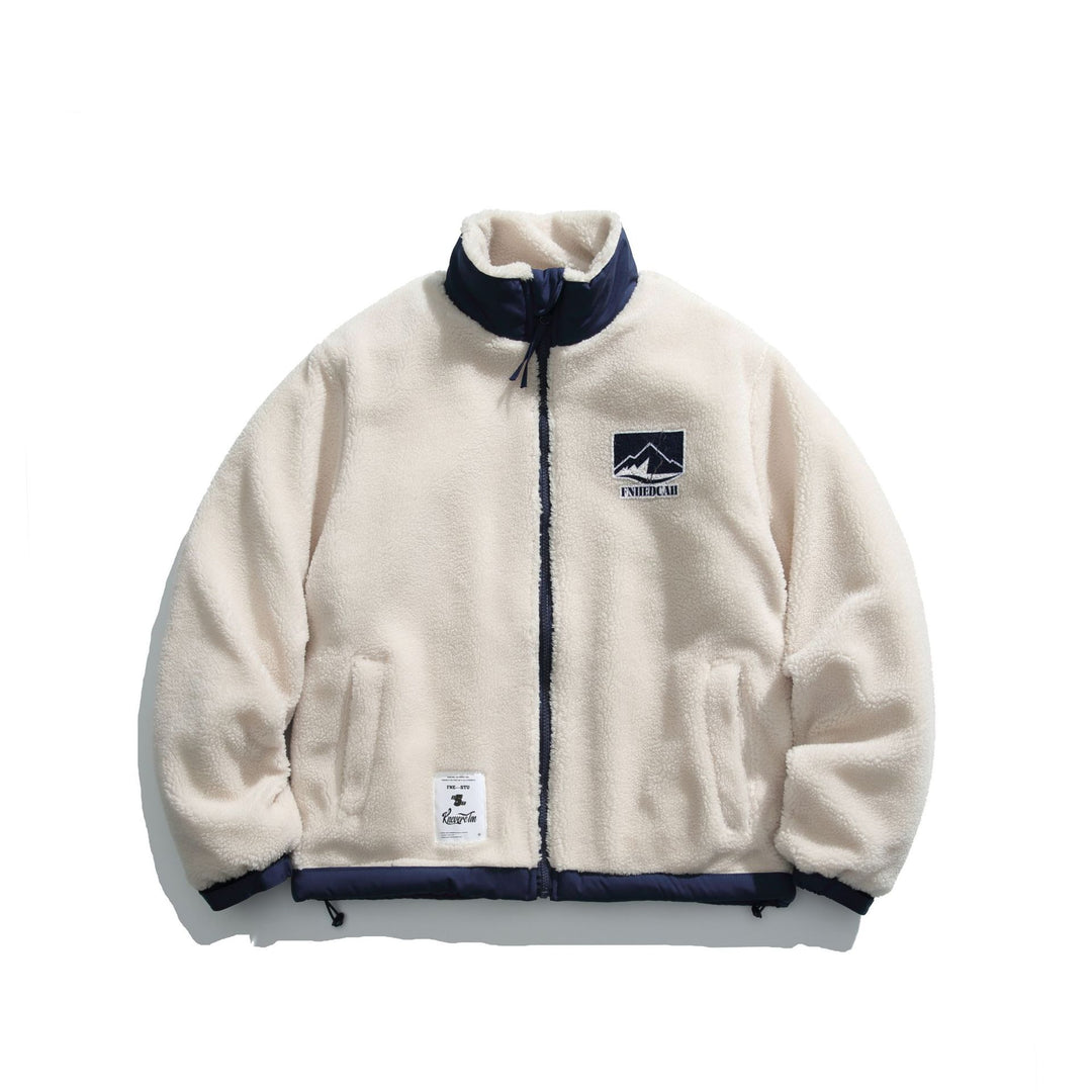 Herren Teddy-Fleecejacke mit Stehkragen, durchgehendem Reißverschluss und Kontrastbesatz Shop Nory