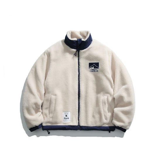 Herren Teddy-Fleecejacke mit Stehkragen, durchgehendem Reißverschluss und Kontrastbesatz Shop Nory