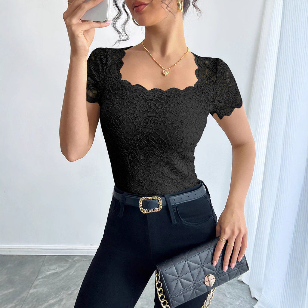 Damen Spitzenbody mit eleganten Abschluss