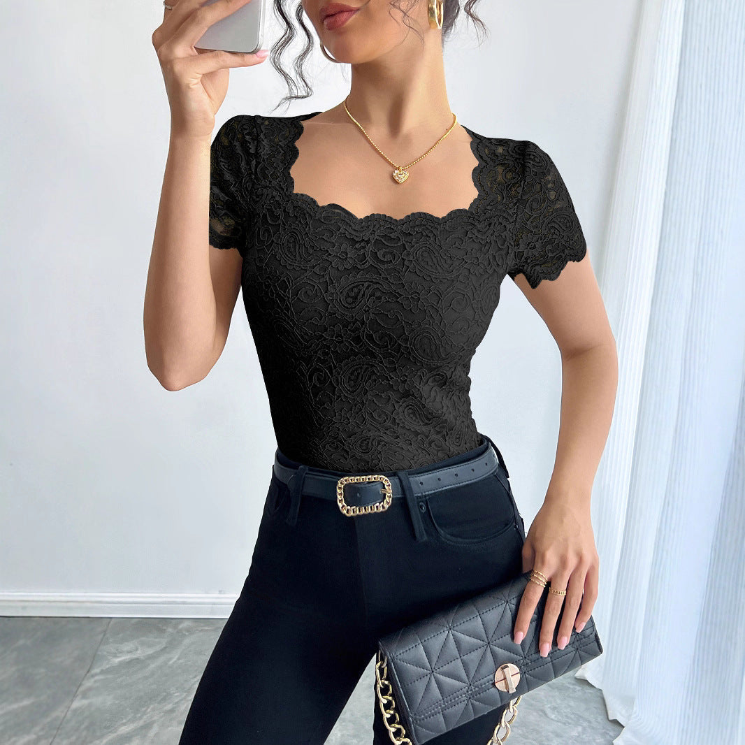 Damen Spitzenbody mit eleganten Abschluss