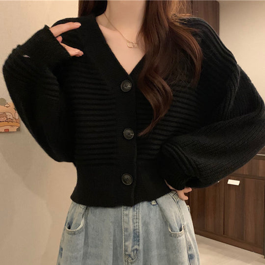 Damen Modischer Strickcardigan mit V-Ausschnitt Shop Nory