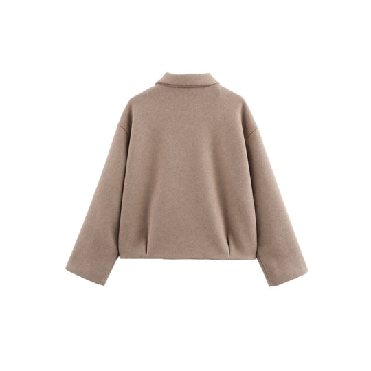 Damen Kurz geschnittene Wollmix Jacke mit Reißverschluss und kurzem Stehkragen Shop Nory