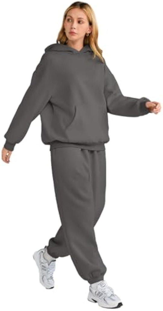 Damen Lässiges Hoodie-Jogging-Set aus French Terry mit Oversize-Kapuzenpullover und hochgeschnittener Jogginghose Shop Nory
