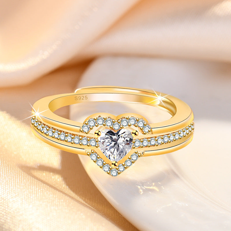 Damen Eleganter Ring mit funkelndem Herzdesign und Zirkonia Shop Nory