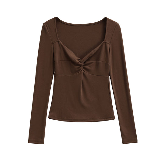 Damen Langarmshirt mit Drehknoten-Detail figurformendem Büstenteil und weiter Ausschnitt Shop Nory