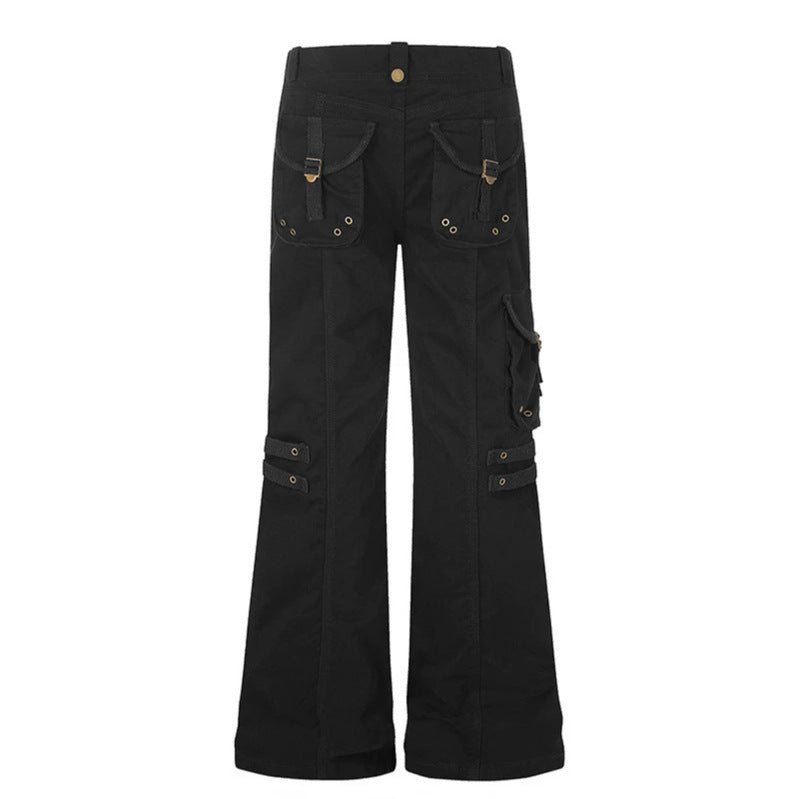 Damen weite High‑Waist Cargo‑Hose mit Utility‑Taschen und Gurt‑Details Shop Nory