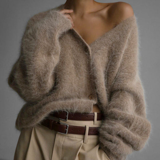 Damen Flauschiger Oversized Cardigan