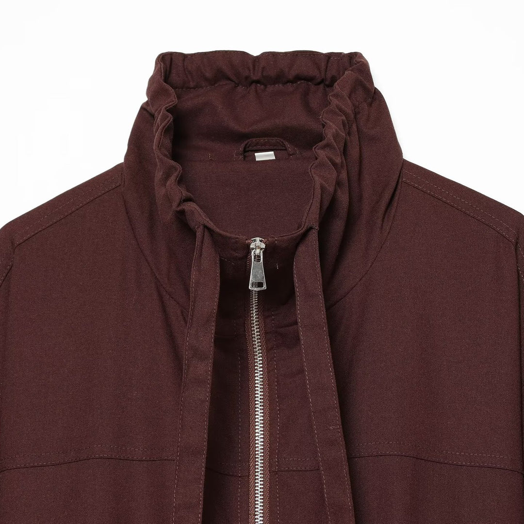 Damen Kurzjacke im Bomberstil mit hohem Tunnelkragen, verdecktem Reißverschluss und Pattentaschen Shop Nory