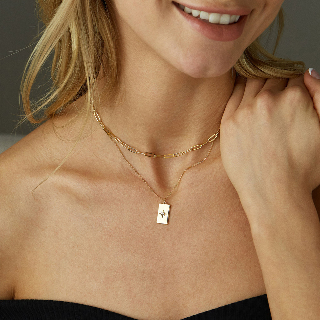 Damen stilvolle Kette mit modernen Gliedern Shop Nory
