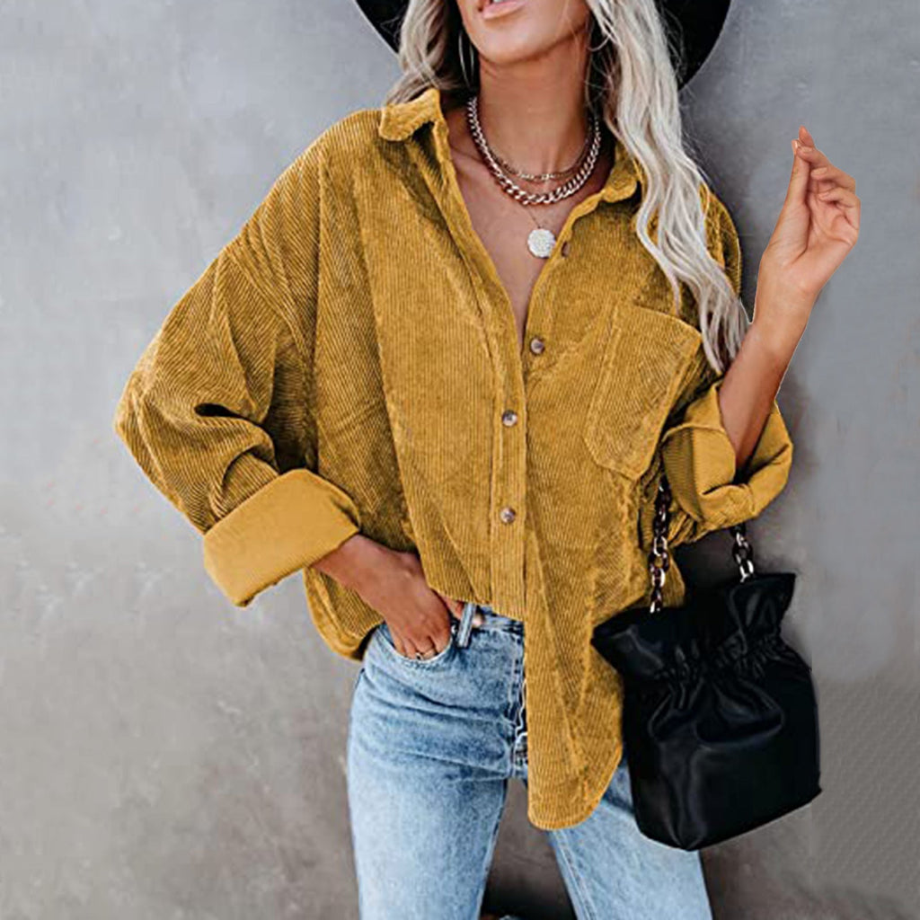 Damen Übergroße Kordbluse