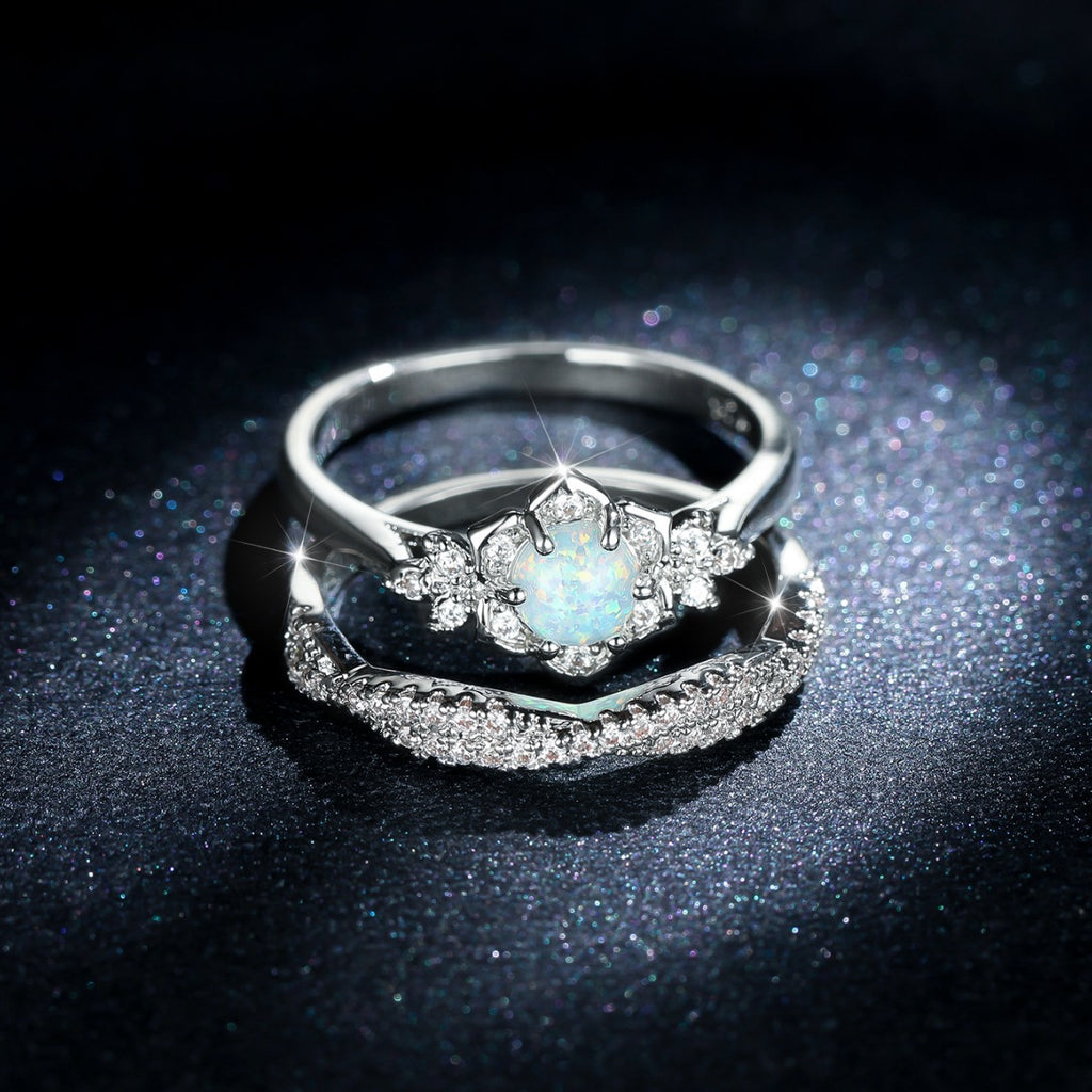 Damen Ring set mit floralem Design und funkelnden Zirkonia Shop Nory