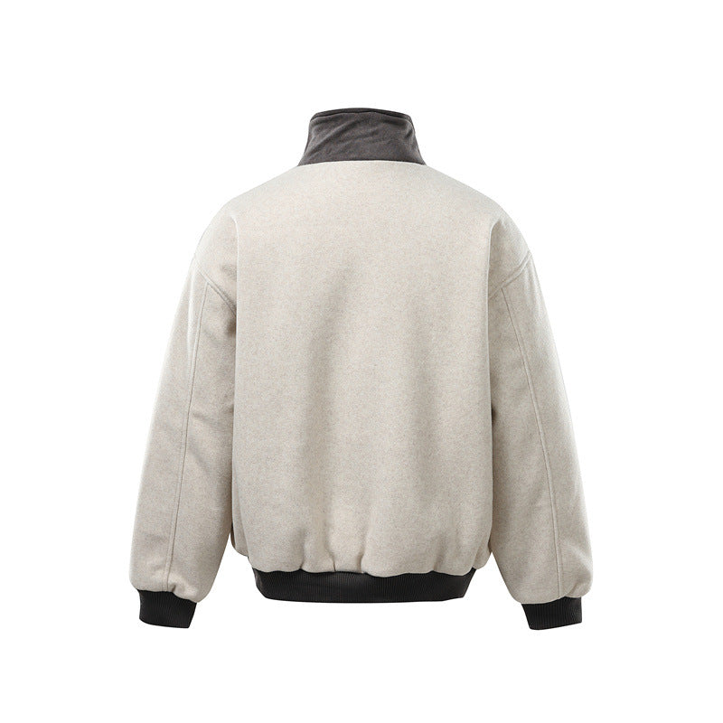 Herren Kurz geschnittener Boxy-Bomber aus Wollmix mit hohem Schnallenkragen und Veloursbesatz Shop Nory