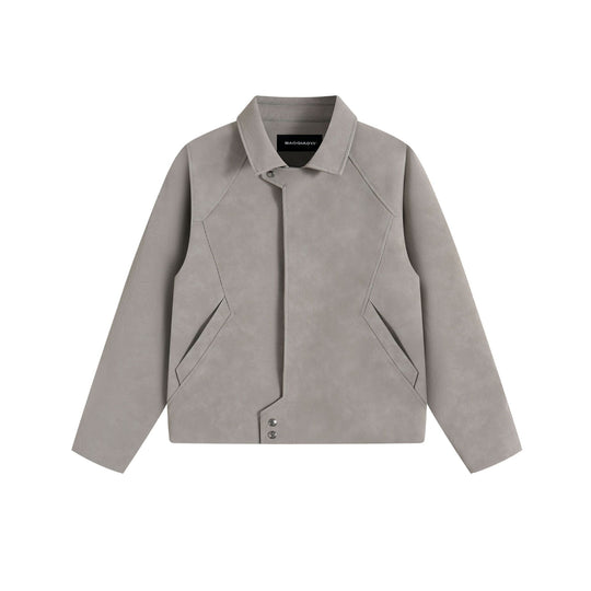 Herren Kurzblouson im Wildlederoptik mit asymmetrischer Frontpatte und geometrischen Pattentaschen Shop Nory