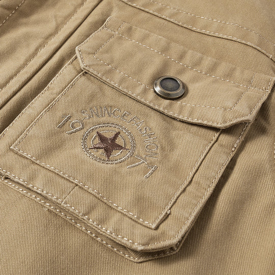 Herren Multifunktionale Canvas-Weste mit Mehrere Außentaschen und Stehkragen Shop Nory