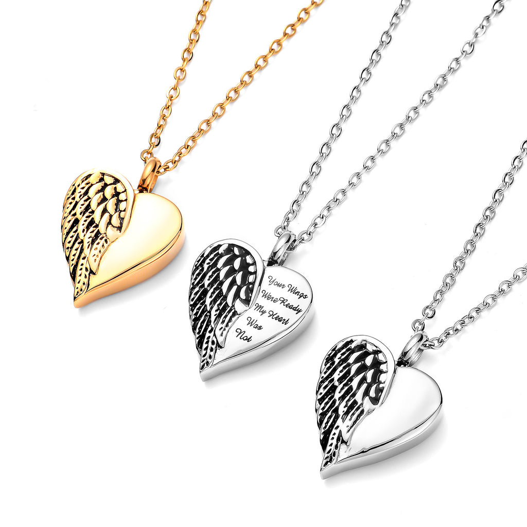 Damen Halskette mit herzförmigem Anhänger und geflügeltem Design Shop Nory
