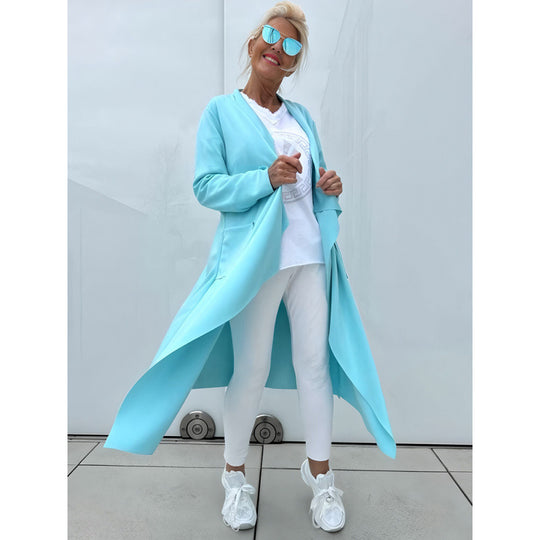 Damen Langer Fließender Longcardigan mit Wasserfall-Saum und Eingrifftaschen Shop Nory