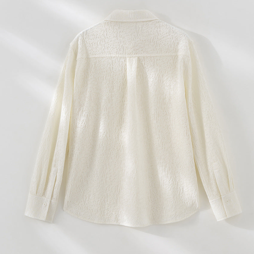 Damen Strukturierte Oversize-Hemdbluse mit Knopfleiste und klassischem Kragen Shop Nory