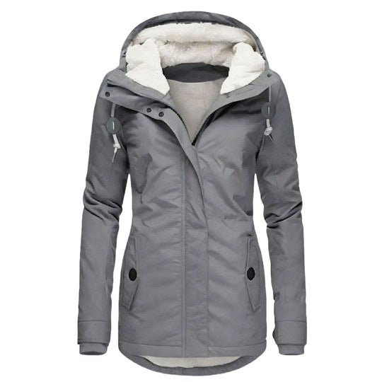 Damen Wasserabweisender Parka mit Teddyfutter, Kapuze und Taillierter Passform Shop Nory
