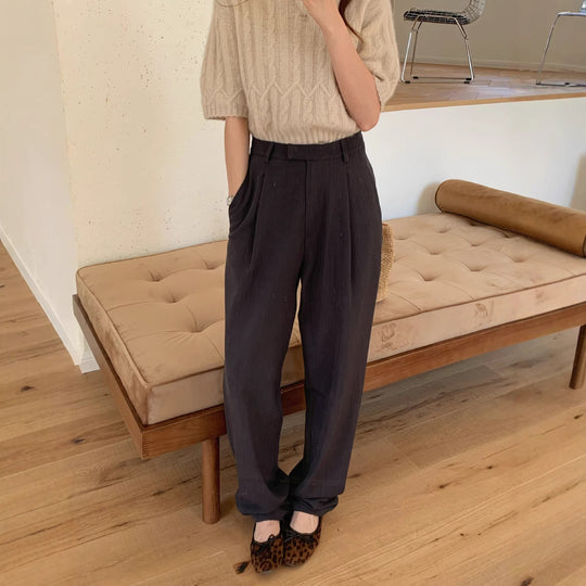 Damen Weite Schnitt Bundfaltenhose Shop Nory