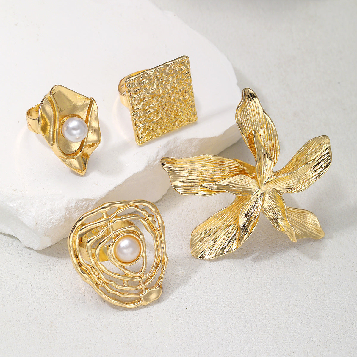 Damen Statement-Ring mit kunstvollem Textur-Design Shop Nory