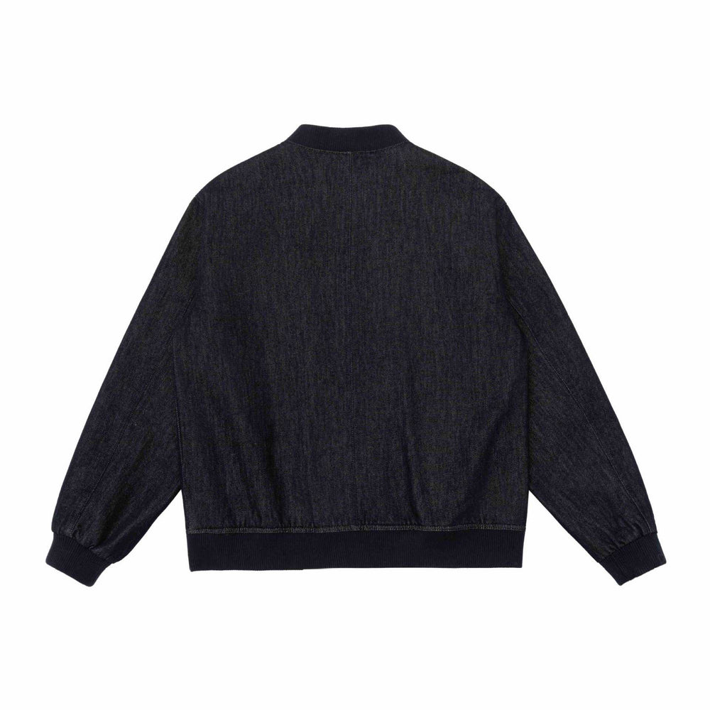 Unisex Boxy Jeans‑Bomberjacke mit Rippkragen, Druckknopfleiste und aufgesetzten Taschen Shop Nory