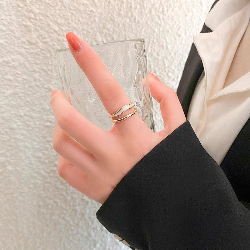 Damen Geometrischer Silberring mit fließendem Design Shop Nory